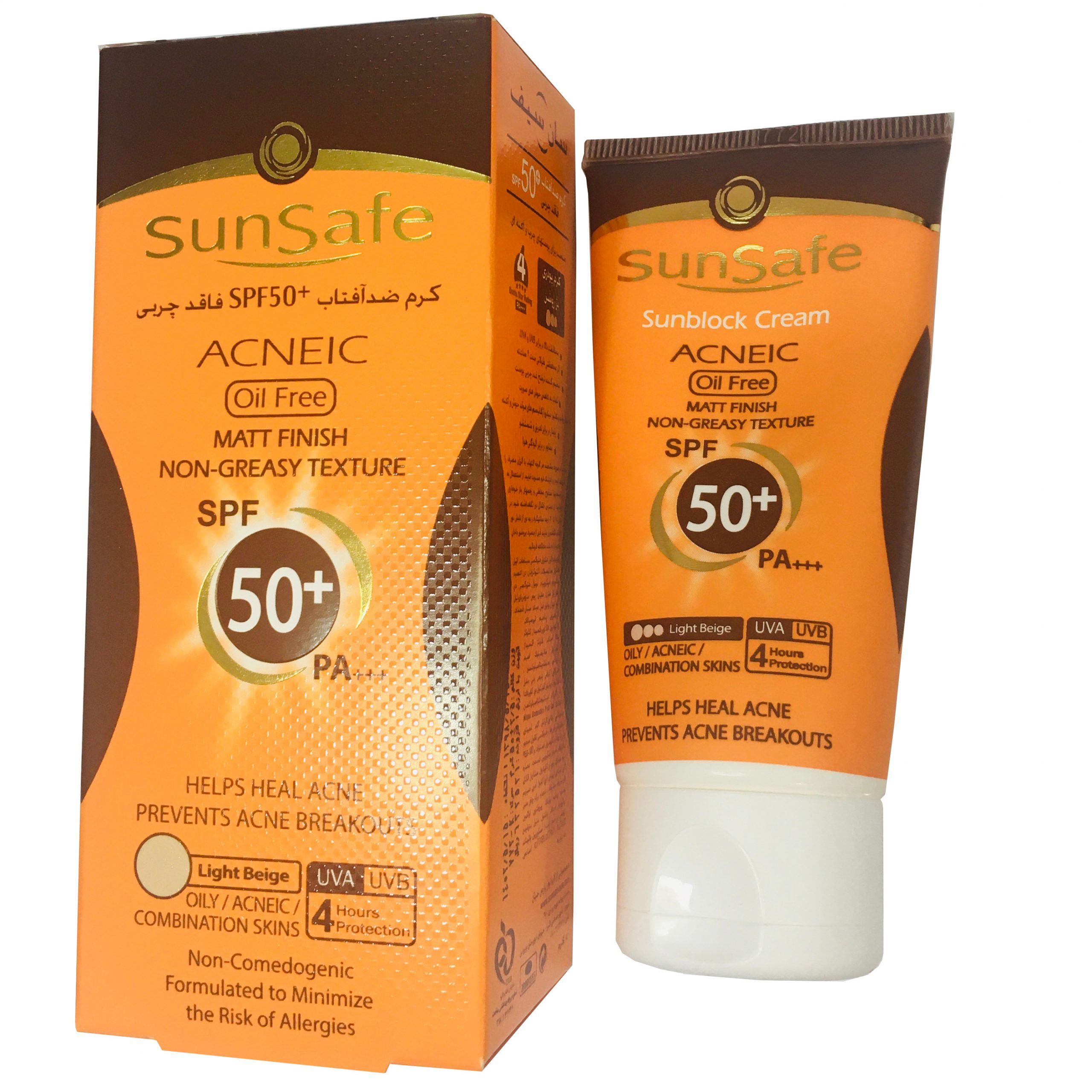 کرم ضد آفتاب رنگی SPF50 سان سیف مناسب پوست چرب و آکنه ای