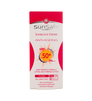 کرم ضد آفتاب و ضد چروک بی رنگ SPF50 سان سیف