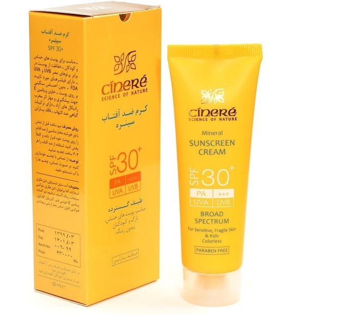 کرم ضد آفتاب مینرال بی رنگ SPF30  سینره